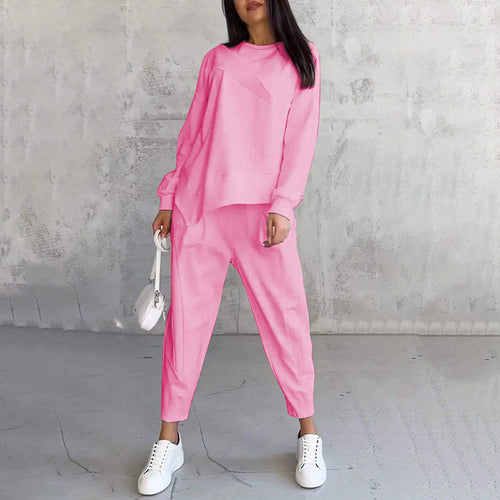 Conjunto de sudadera asimétrica y pantalón cómodo 6