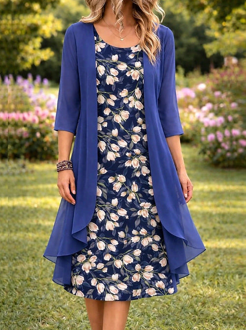 Conjunto de vestido floral midi con cárdigan a juego 12