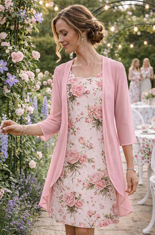 Conjunto de vestido floral midi con cárdigan a juego 9