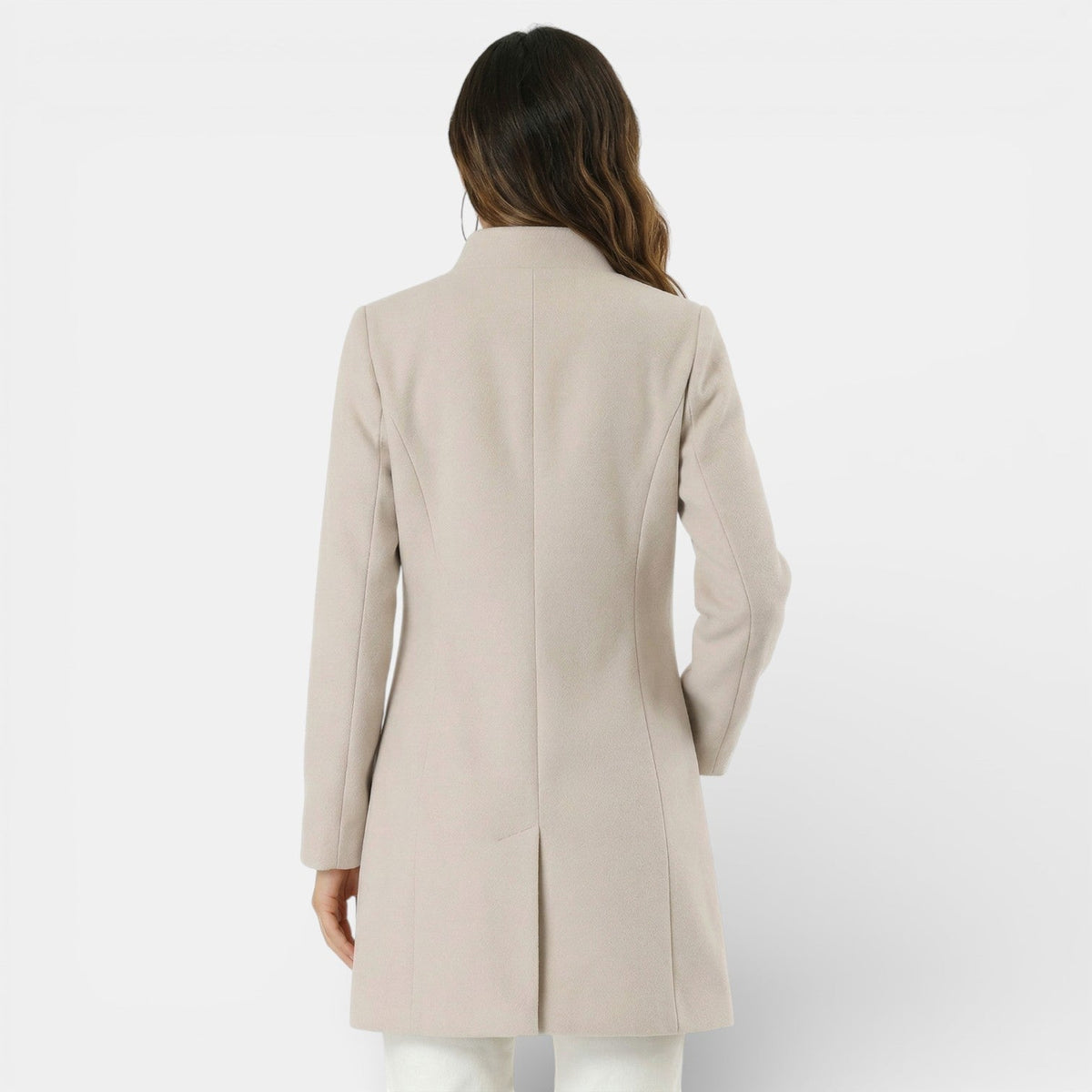 Gabardina larga para mujer con cuello mao y botones 3