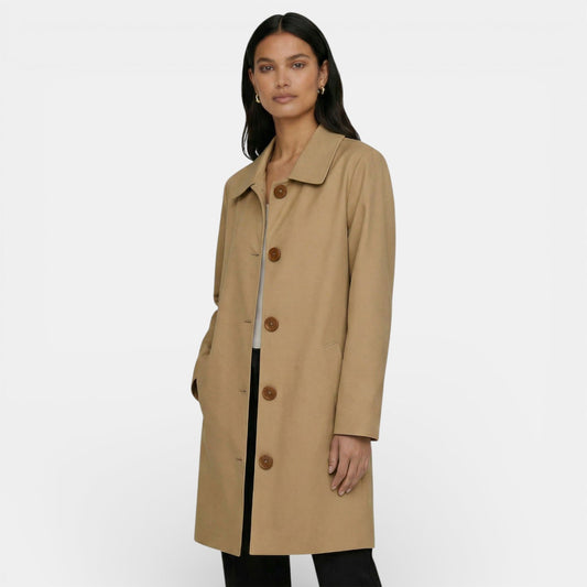 Gabardina Mujer Larga con Botones y Bolsillos 1