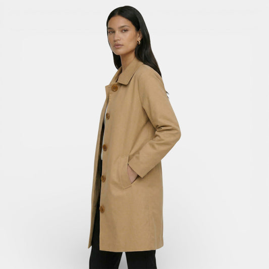 Gabardina Mujer Larga con Botones y Bolsillos 2