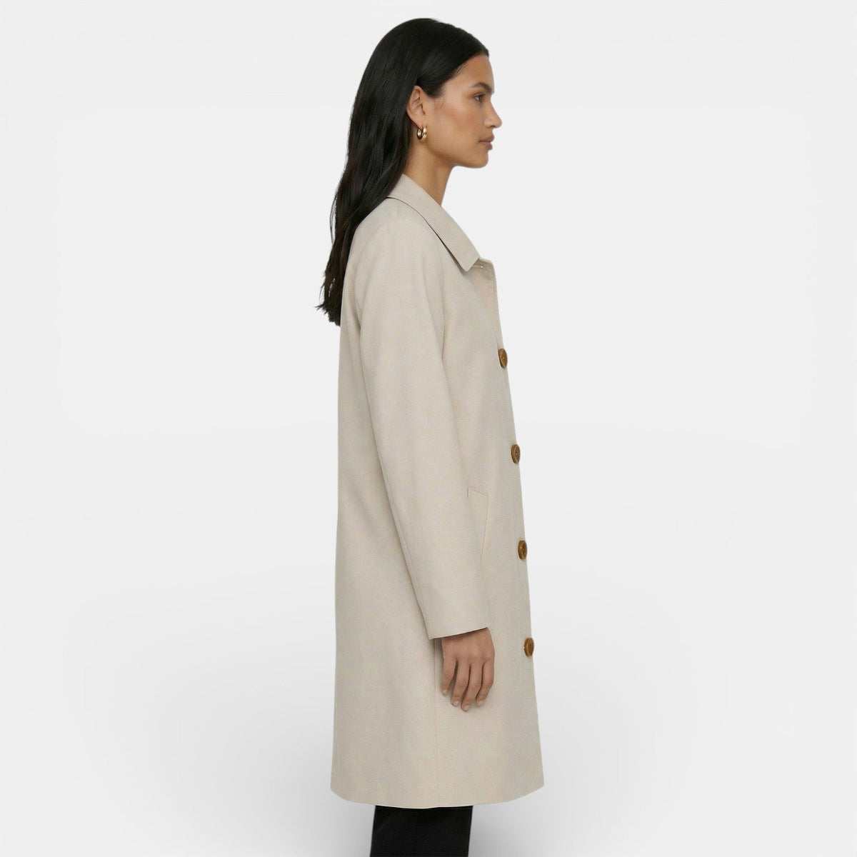 Gabardina Mujer Larga con Botones y Bolsillos 6