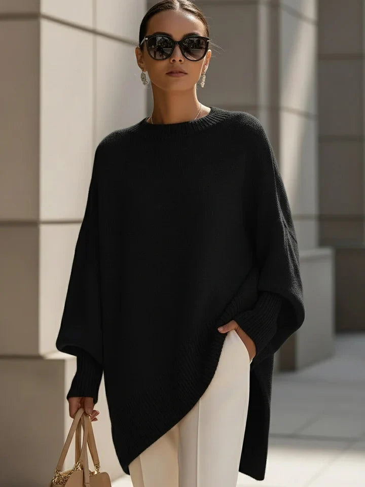 Jersey de mezcla de lana para mujer oversize con cuello redondo 3