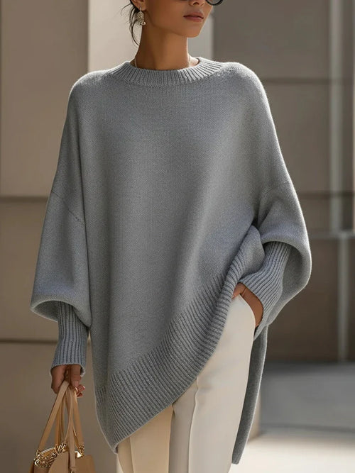 Jersey de mezcla de lana para mujer oversize con cuello redondo 4