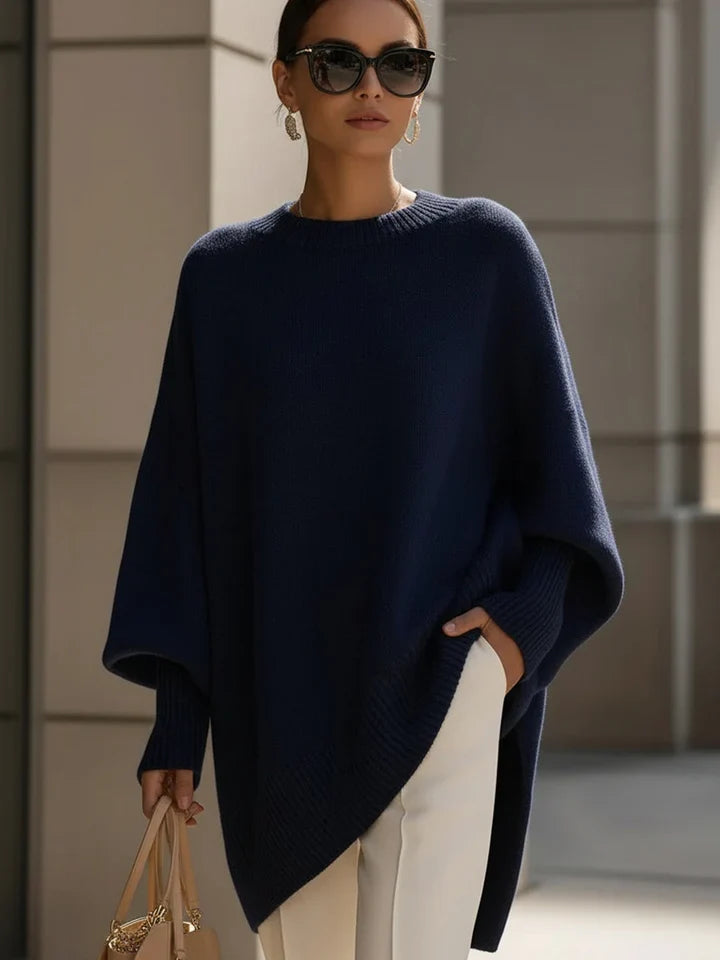 Jersey de mezcla de lana para mujer oversize con cuello redondo 6