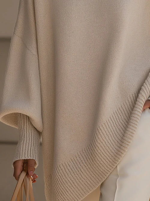 Jersey de mezcla de lana para mujer oversize con cuello redondo 9
