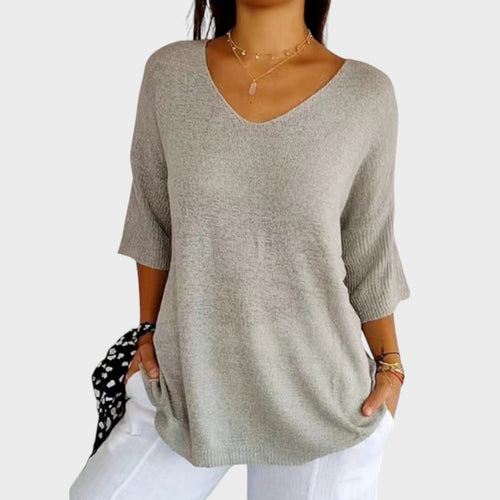 Jersey de mujer con escote en V y corte holgado 2