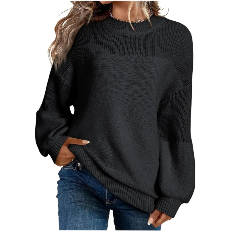 Jersey de punto relajado de mujer con mangas abullonadas 2