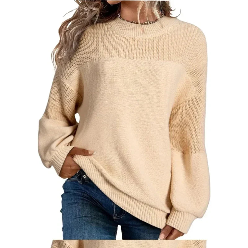 Jersey de punto relajado de mujer con mangas abullonadas 3