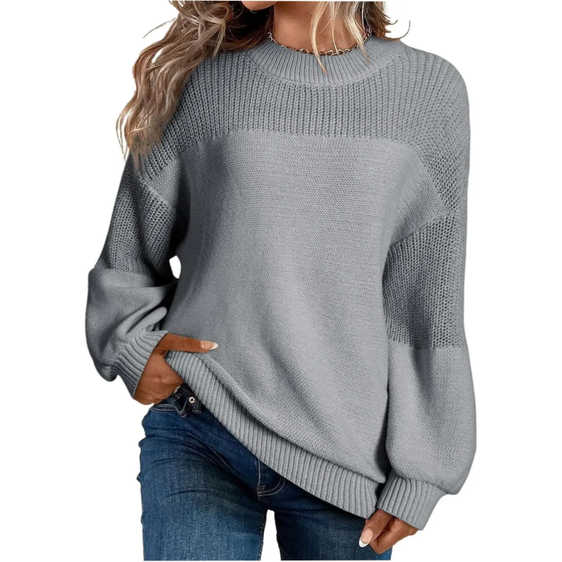 Jersey de punto relajado de mujer con mangas abullonadas 4