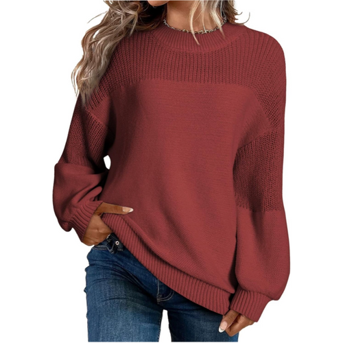Jersey de punto relajado de mujer con mangas abullonadas 5