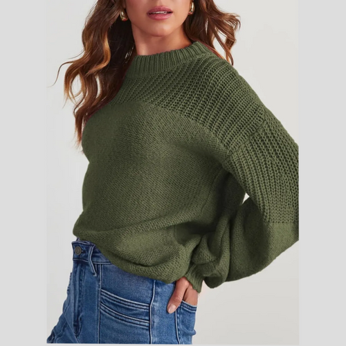 Jersey de punto relajado de mujer con mangas abullonadas 7