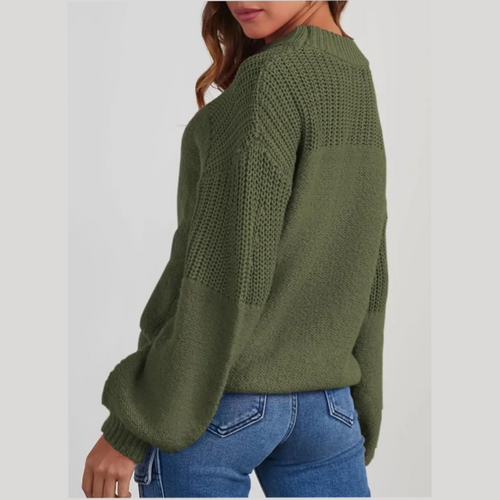 Jersey de punto relajado de mujer con mangas abullonadas 8