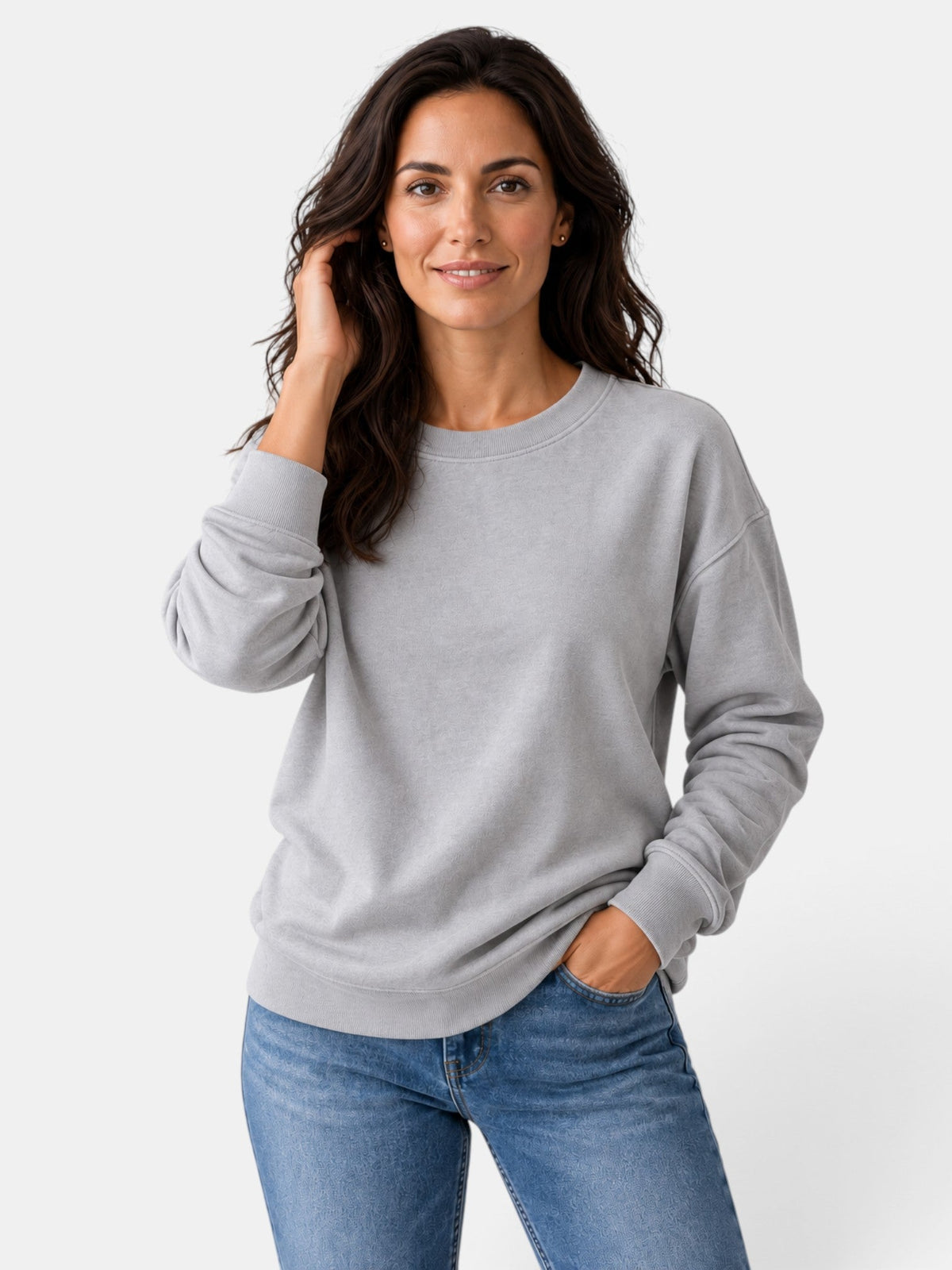 Sudadera mujer de cuello redondo y manga larga 10