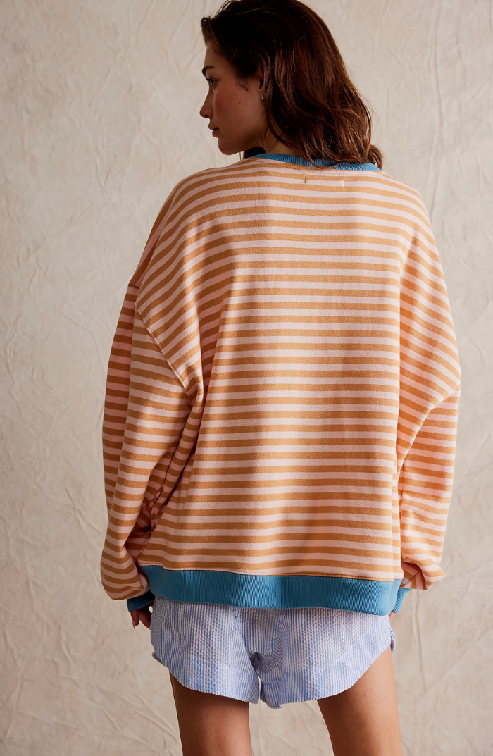 Sudadera mujer de rayas con cuello redondo y corte holgado 12