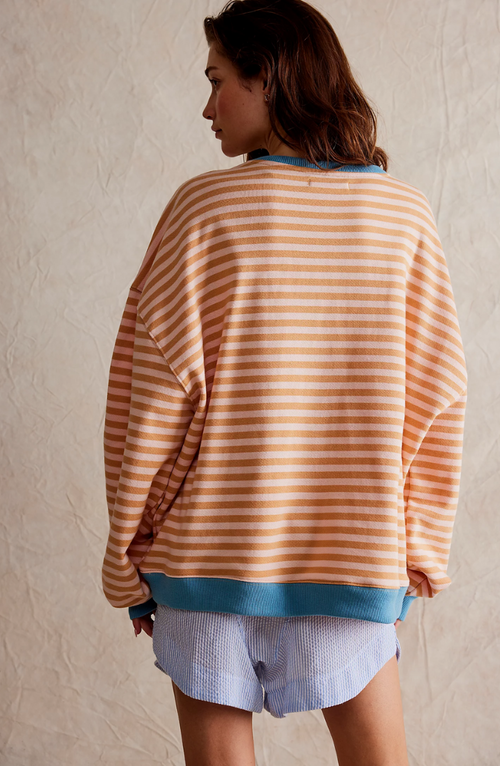 Sudadera mujer de rayas con cuello redondo y corte holgado 12