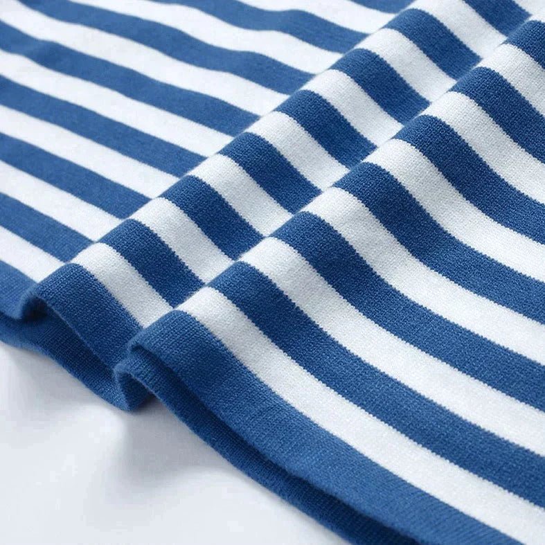 Sudadera mujer de rayas horizontales con cuello redondo y corte holgado 11