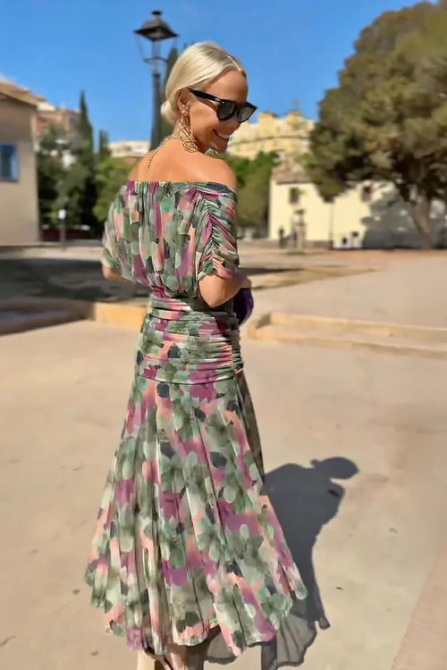 Vestido maxi plisado de fiesta con escote en V 10