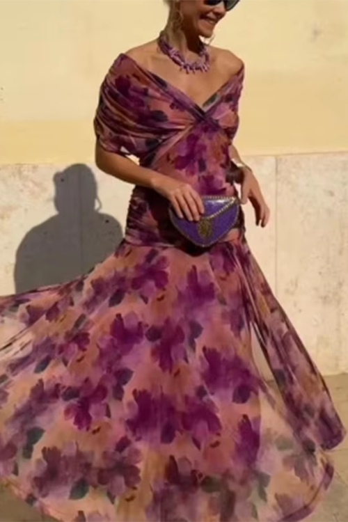 Vestido maxi plisado de fiesta con escote en V 17