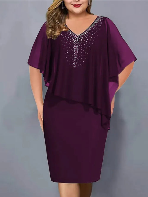 Vestido midi de fiesta con strass y capa de gasa 5