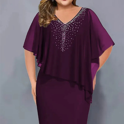 Vestido midi de fiesta con strass y capa de gasa 8