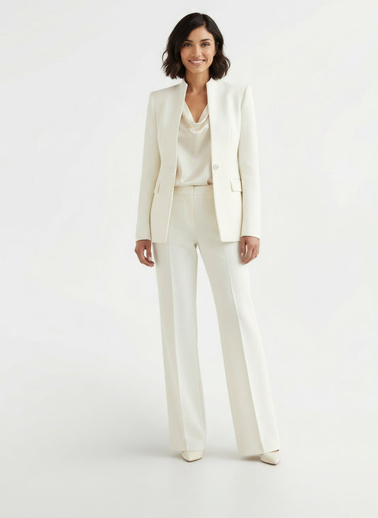 Full body view of the model wearing Conjunto de Traje Elegante para Mujer | Chaqueta y Pantalón Profesional